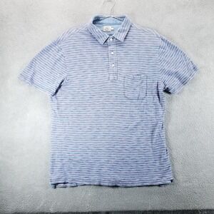 Faherty Shirt Mens L Blue Pink Stripe Pocket Polo Short Sleeve Cotton